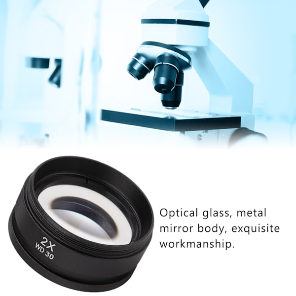 Auxiliärt Objektivlins för Zoom Stereo Mikroskop Gängat 48mm för Trinokulärt Mikroskop 2X