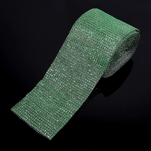 24 rader 10 meter diamantnät omslag tårtpappersrulle strassband bröllopsdekor (grön)