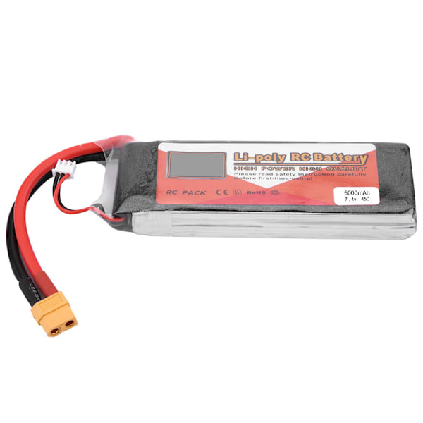 ZOP POWER 2S 7.4V 6000mAh 45C Uppladdningsbart LiPo-batteri med XT60-kontakt (6000mAh 45C)