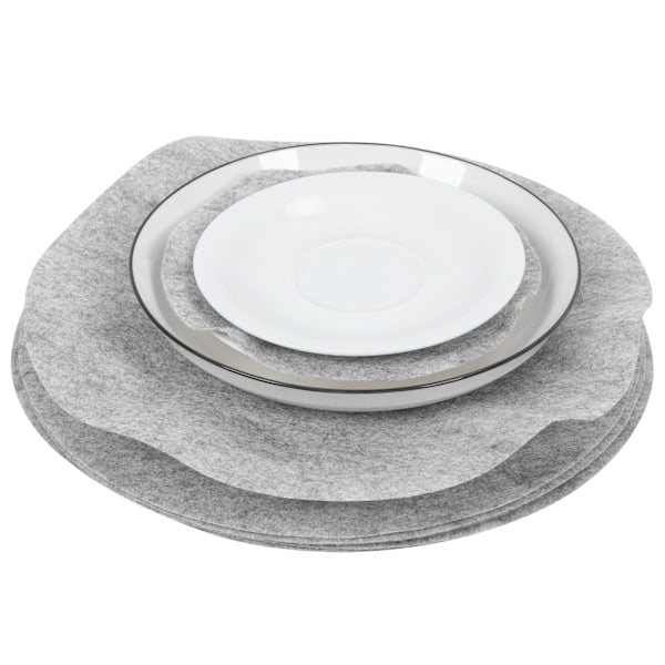 Filt Tallriksförvaringsdelare Skydd, Premium Mjukt Filtmaterial Tallriksskydd för Porslinsglas Skydd i Kök &amp; Husbilar, Grå