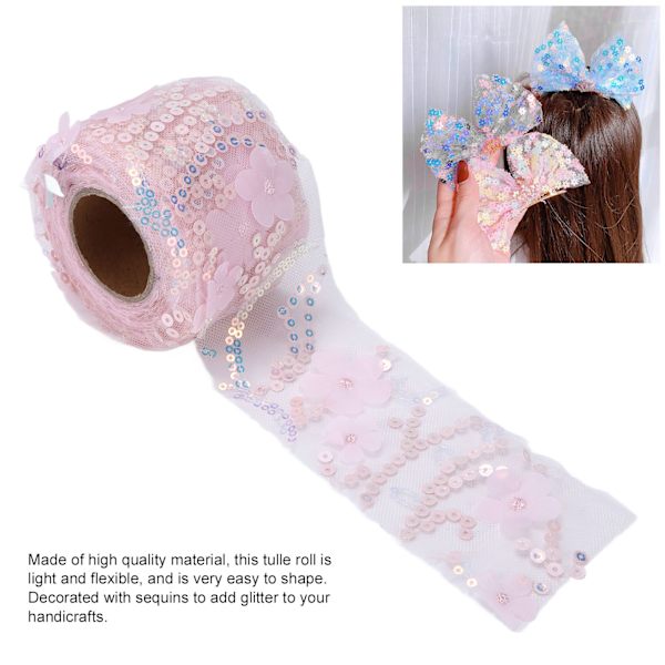 Tulletyg DIY-hantverk Slitstyrka Liten blixt Bärbar Polyester Paljetterad Tulle Rulle 6cm Ljusrosa
