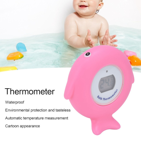 Baby Bad Elektronisk Termometer Söt Fiskformad LCD Dusch Temperaturmätare för Badkar SimbassängRosa