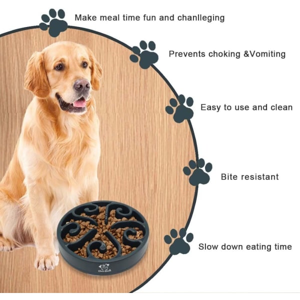 Halkskyddad labyrintformad matskål för husdjur - främjar hälsosam ätning och långsam matsmältning
