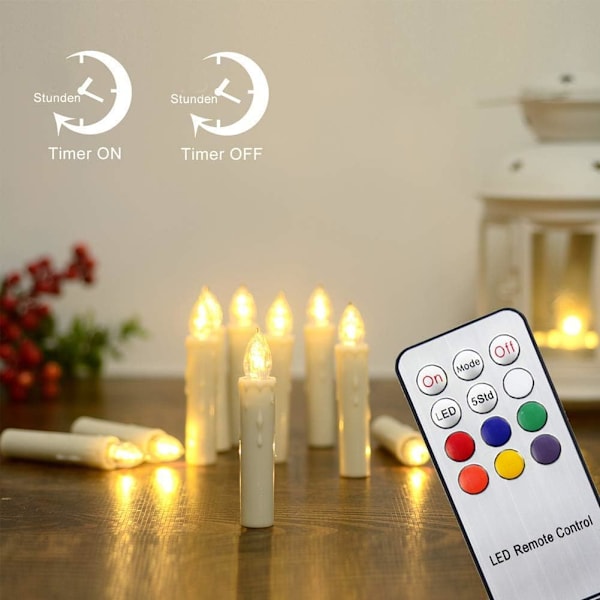 Hengda 40-pack LED-julgransljus med fjärrkontroll RGB-ljus ljusslingor julgransljus trådlösa LED-ljusljus jul