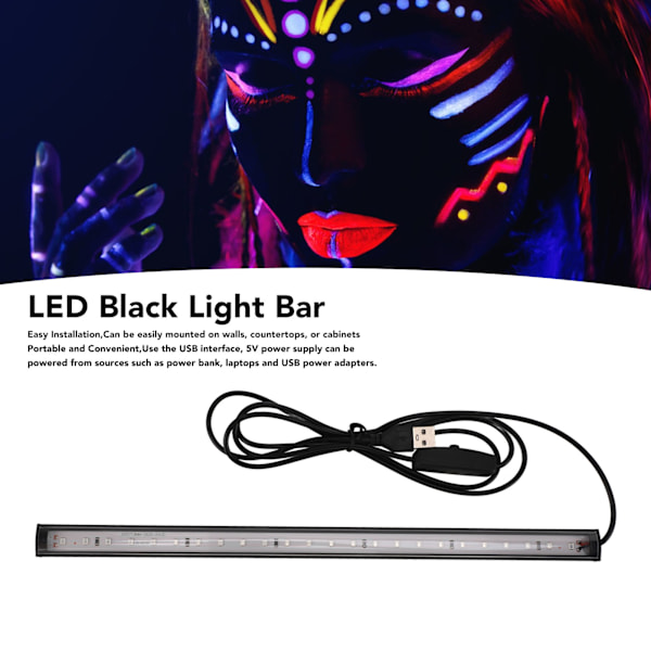 LED Svartljusramp USB Multifunktionell Svartljusremsa UV Svartljusremsa för Fest Sovrum 5V