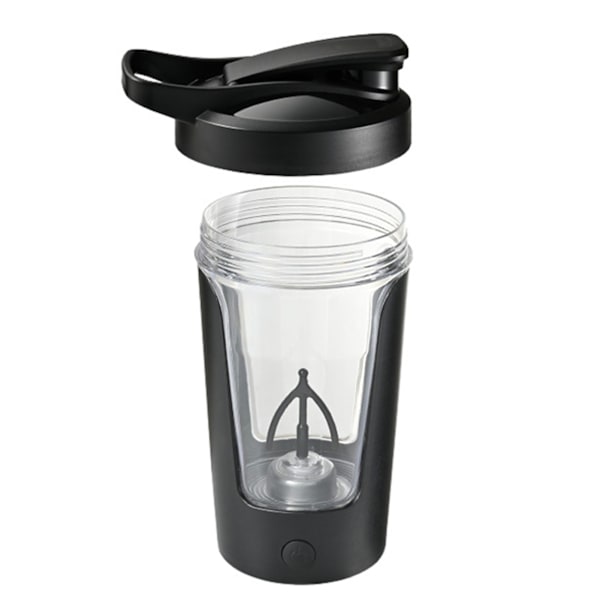 Självrörande mugg 450 ml, helautomatisk, säker, stabil, livsmedelsgodkänd plast, automatisk blandningskopp för hem, café, kontor, svart