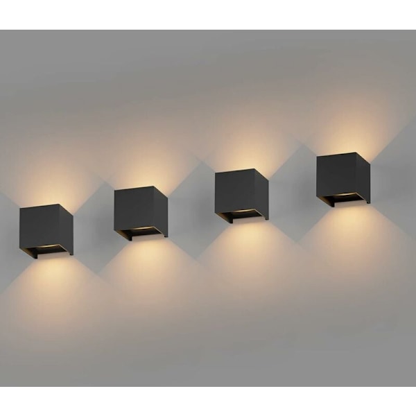 Fyrkantiga Vägglampor i Aluminium för Modern LED-vägglampa, Justerbar Ljusvinkel Utomhus Upp/Ner-ljus, Lätt Att Installera Och Helt Vattentät För