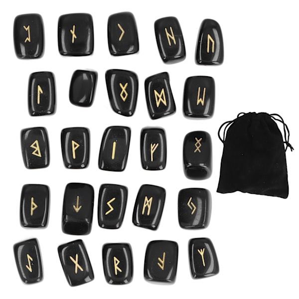 Runstenar Gamla Runor Fint Hantverk Snyggt Utseende Obsidian Material Runor Set