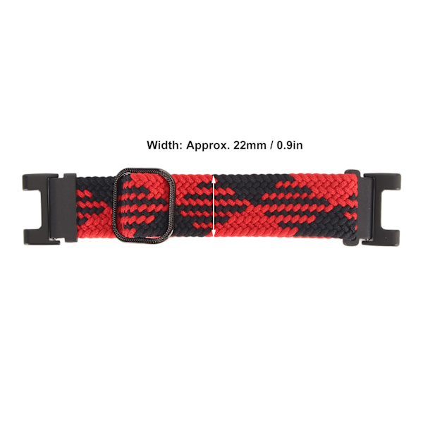 Mjuk nylonflätad smartklocka armband 22mm ersättning elastiskt andningsbart klockarmband passar för Amazfit T Rex röd och svart