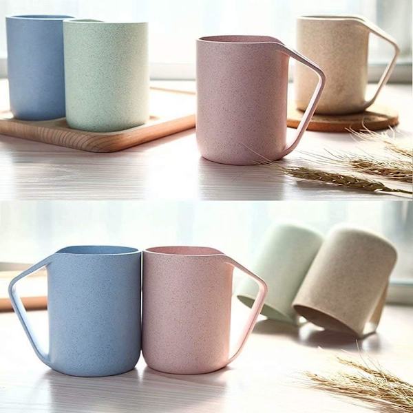 Retro mugg gjord av miljövänligt vetestraw, lätt, biologiskt nedbrytbar, plastmugg för vatten, kaffe, mjölk, te,
