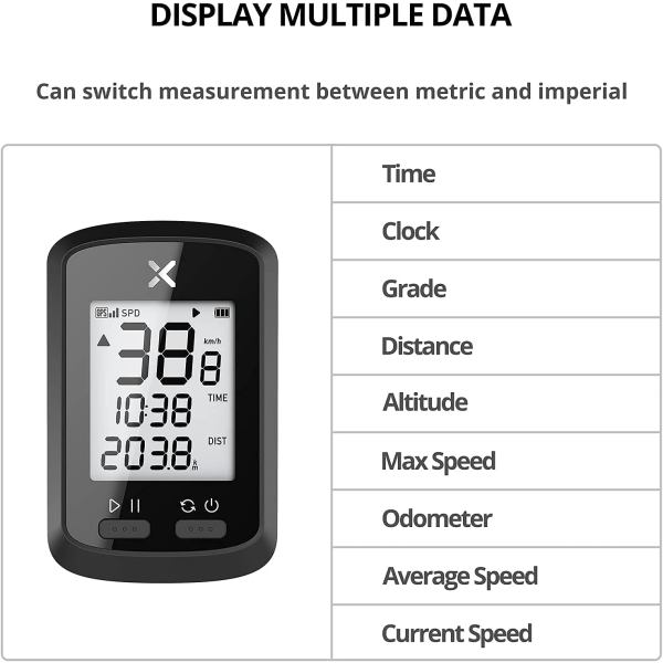 XOSS G - Dator för bicicleta GPS, velocímetro och odómetro inalámbrico Bluetooth, uppladdningsbar, monitor de bicicleta MTB med LCD-skärm