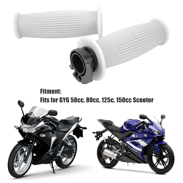 1 Par Gasreglagegrepp 22mm Kaliber Accelerator Styre Vridgrepp för GY6 50cc 80cc 125c 150cc Scooter Vit