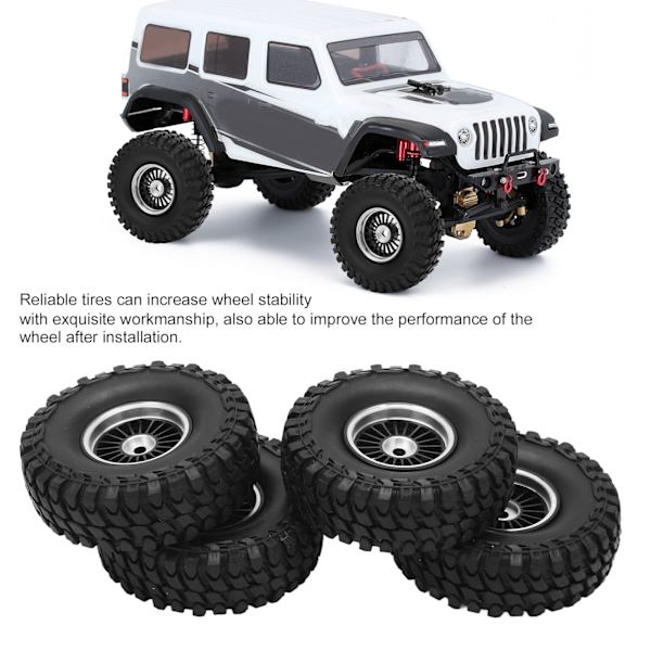 4 st RC-fordonshjul och däck set 55 mm aluminiumlegering fram- och bakhjul för AXIAL SCX24 1/24 RC-bil CrawlerBlack