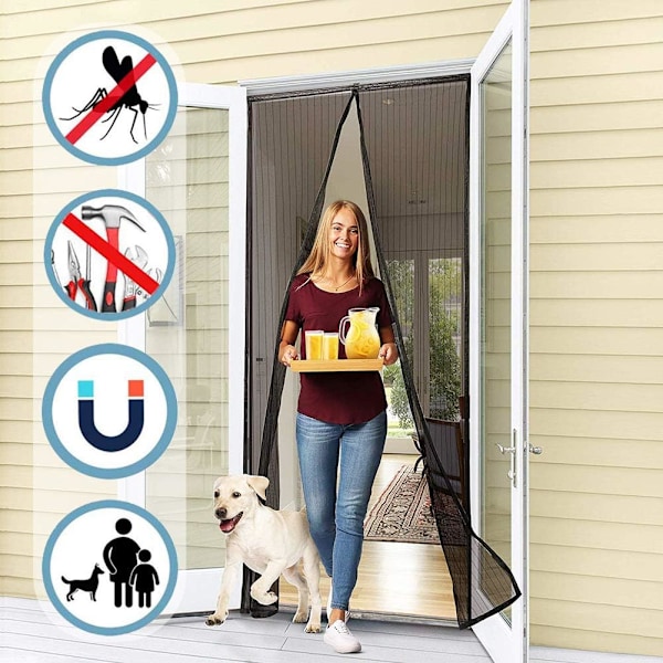 Magnetisk myggnät för dörr balkong gardin anti-insekt automatisk stängning självhäftande montering ultra fint nät ingen borrning enkel installation perfekt