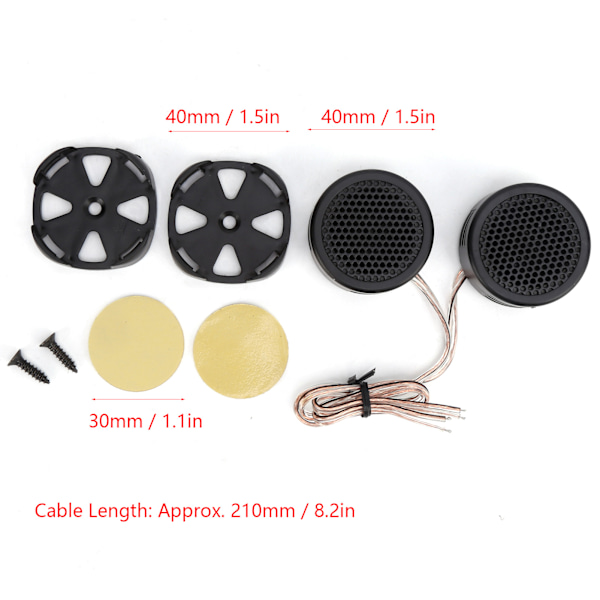 2 st. Bilkupolhögtalare 12V 500W Hög Effekt Stereo Klar Ljud Högtalare Universal
