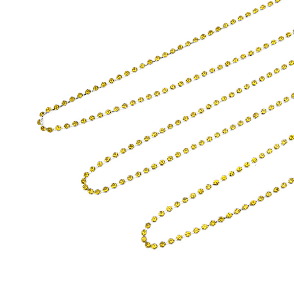 5 meter Rhinestone kedja Stark Praktiskhet Glänsande Färgglad Rund Rhinestone Klokedja för DIY KläddekorationCitrongul