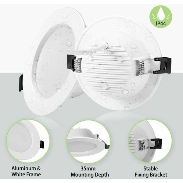 10 st Extra Platta LED Downlights med Snabbanslutningshus, Hög Ljusstyrka 5W LED Spotlights för Kök Sovrum, Ekonomisk Drift Energiklass
