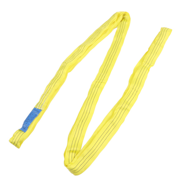 3T 3 Meter Kranlyftlina Stark Dubbelöglad Spänne Polyester Flexibel Riggning Lyftrem för Fartyg Hamnar Gul