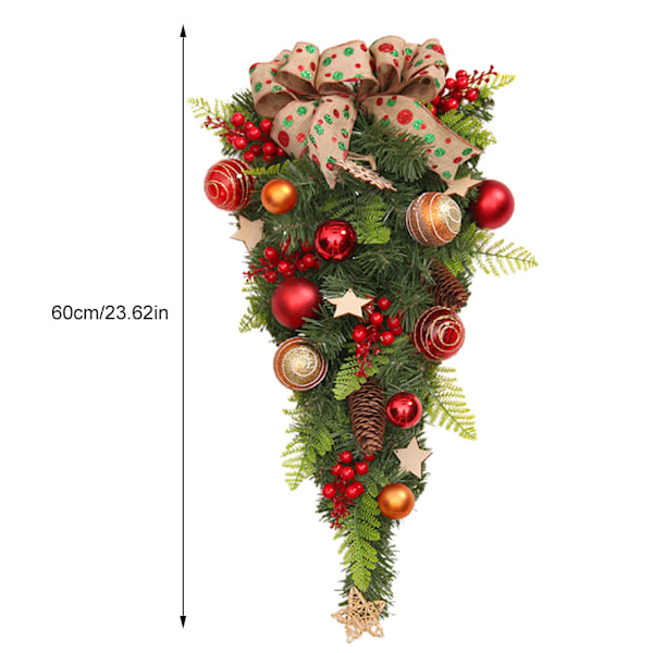 Upp och Ner Julgran Rotting Juldekorationer Konstgjorda Blomsterrosetter Dörrhängare för Öppen Spis och Vardagsrum