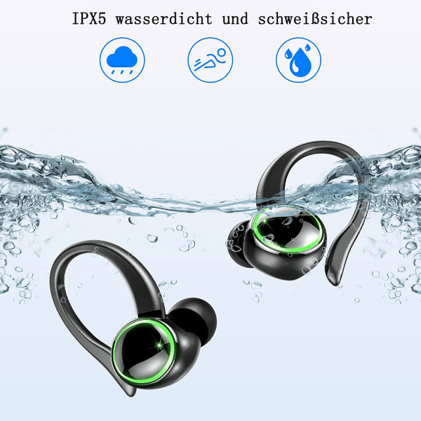 Bluetooth hörlurar Sport, In-Ear-hörlurar Trådlösa med 2 ENC-mikrofoner för HD-samtal, Bloothoth 5.3 Bass Stereoljudhörlurar med 48H USB-C