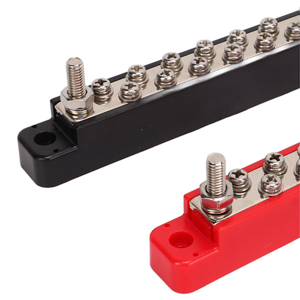 2 st 14-polig Strömfördelningsblock Bussbar Set 2xM6 Post 12xM4 Skruv Batteripolbox med Lock med 32 Terminaler