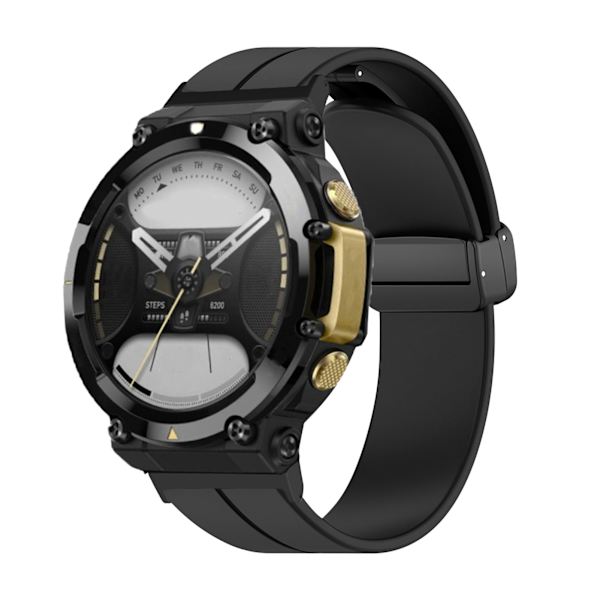 Silikonarmband för Amazfit T Rex 2 Snabbfäste Magnetiskt Vikspänne Armband för Träning Svart