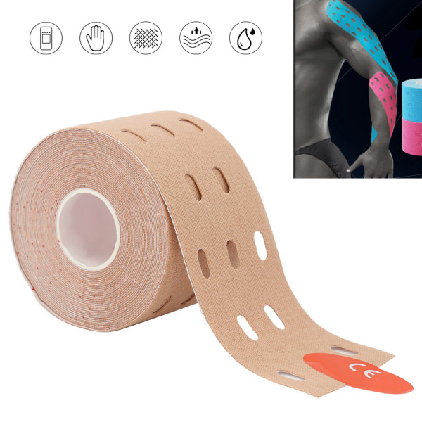 5cm*5m Perforerad elastisk självhäftande sporttejp Muskeltejp Tejpbandage Hudfärg