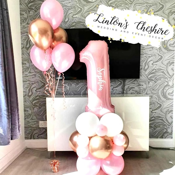Stor Sifferballong För Födelsedagsfestdekoration, Hållbar Material Folieballong, 101 cm Giftfri Och Ofarlig Rosa Dekoration Perfekt För Tiffany Rosa