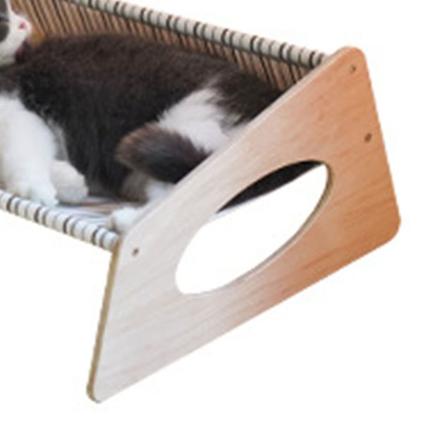 Kattbädd Hängmatta Medium Andningsbar Robust Linne Bekväm Upphöjd Kattbädd för Inomhus Randig