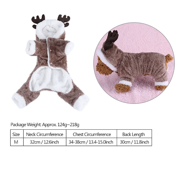 Söt älg husdjur juldräkt hundvalp höst/vinter kläder varm kappa M