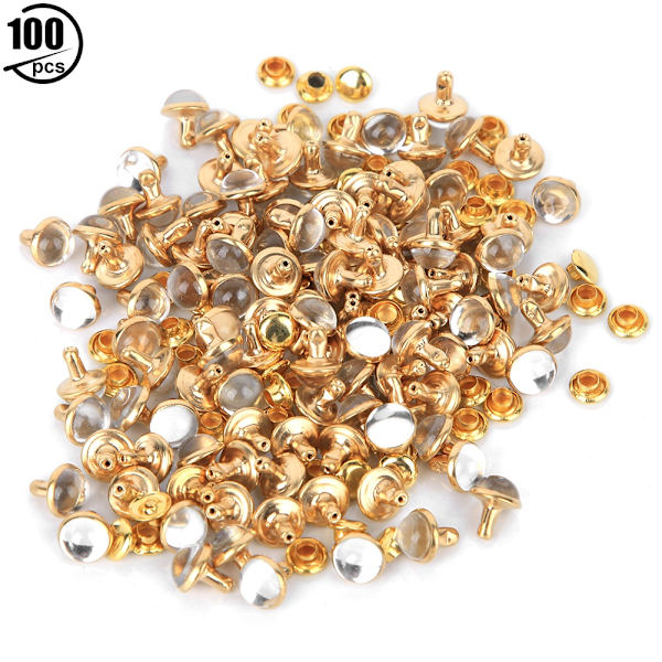 100 set 7,5 mm halvrunda dekorativa nitar DIY kläder väskor dekoration tillbehör (transparent)