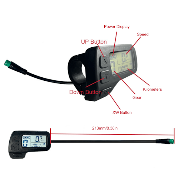 Elektrisk cykel LCD-display Vattentät kontakt Data Display Meter 24V 36V 48V Universal för elcykel