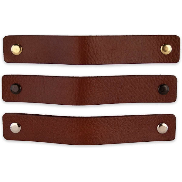 Läderhandtag för lådor - 6 stycken - Läderhandtag - Läderhandtag för byrå - Handtag för skåp och byrå - Handtag för byrå