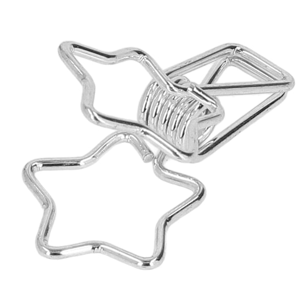 100 stjärnformade klämmor i ihålig design, starka klämmor, små pappersklämmor för dokument, kläder, papper, silver
