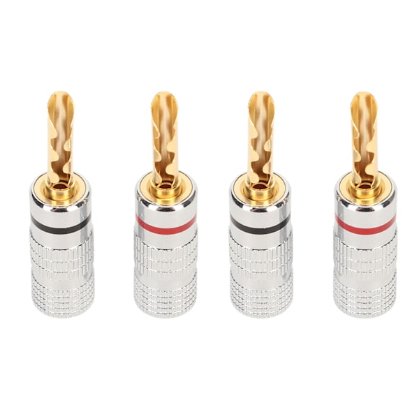 2 par BFA banankontakter 4 mm guldpläterade mässingskontakter med räfflor för förstärkare