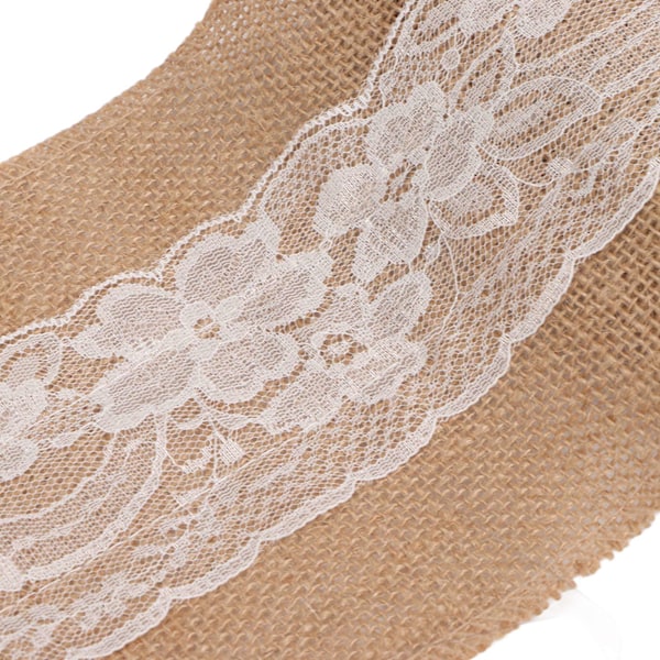 3 rullar Jute Lace Ribbon Enkel Elegant Jute Lace Ribbon Dekoration för Rustik Bröllop DIY Bågar 5.9inx7.5ft