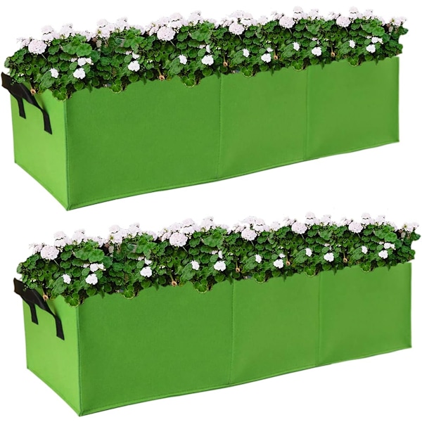 Växtväxtsäckar, upphöjda planteringsbäddar i tyg, rektangulär odlingssäck, för utomhusgrönsaker, växter green green