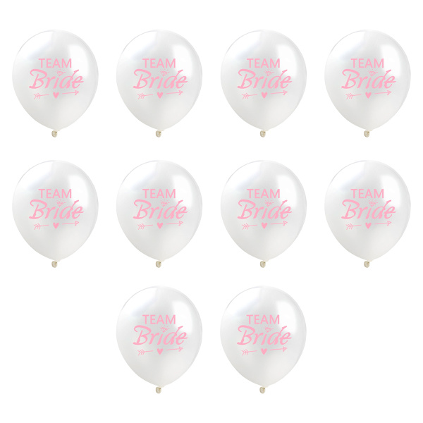10 st/set vita latexballonger med tryckt text Team Bride för festdekoration