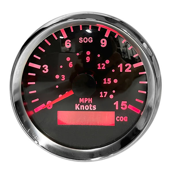 85mm GPS-hastighetsmätare 0-17MPH 15 knop IP67 Röd bakgrundsbelyst LCD-display för 12/24V Bilar Båtar Yachter Husbilar