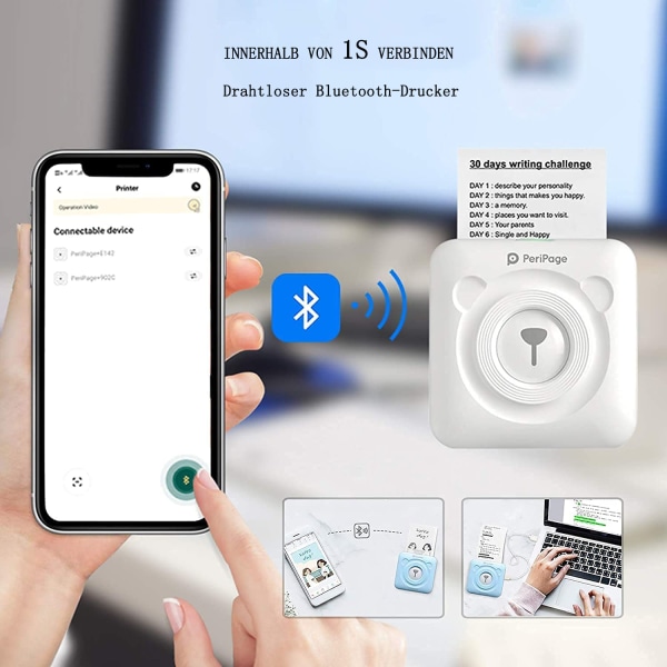 Mini fotoprinter för smartphone trådlös BT bild etikett kvitto mini skrivare termisk skrivare