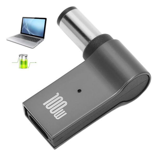 Rätvinklig PD 100W-adapter 5A 100W 18,5V-20V bärbar dator Typ C hona till hane adapter för HP-bärbar dator med aluminiumskal