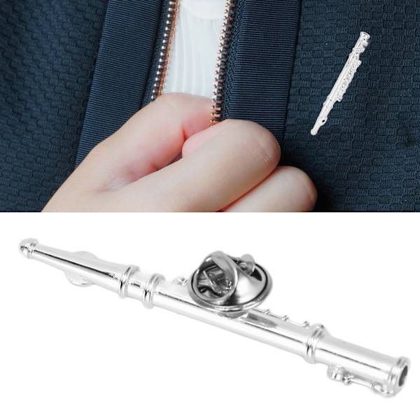 Miniatyrflöjt Brosch Hög Simulering Utsökt Miniatyrflöjt Modell Musikalisk Brosch för Musikälskare Silver