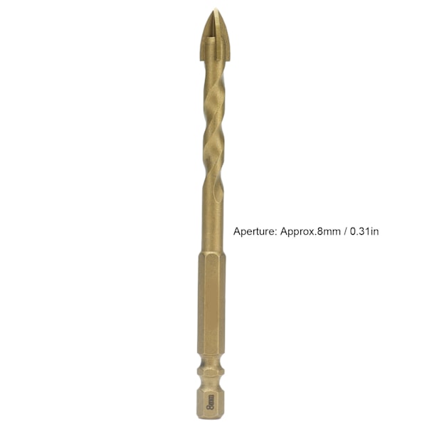 10 st Cross Spearhead Borr Bits Karbid Bits med 1/4 tum Hex Skaft för Keramik Marmor Glas Koppar Färg 8 mm Hål