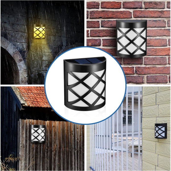 Utomhus solcellslampa [2-pack] LED solcellslampa för utomhusbruk, staket, uteplats, ytterdörr, trappor, landskap, vattentät solcellsdekoration för trädgårdsväggar,