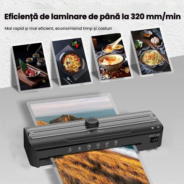 EINNENFFER Lamineringsmaskin, Inkluderar 5 A4 A5 A6 Lamineringsark, Skärmaskin, Hålslag, Svart, För Dagligt bruk, Gåva, Kontor