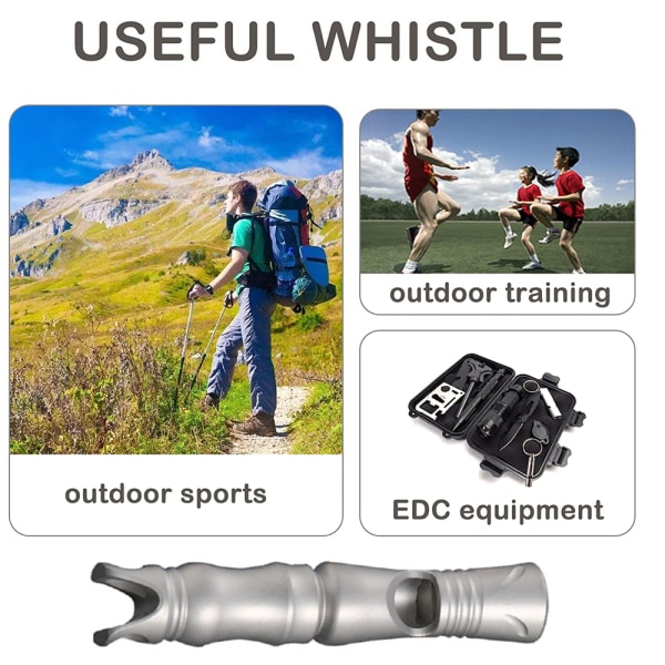 Titanium Whistle Emergency Survival Högt upp till 120db, för