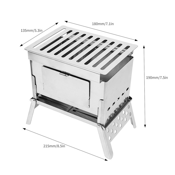 Hopfällbar vedspis Uppvärmning Hopfällbara Bärbara Grillkit för Utomhusvandring Picknick