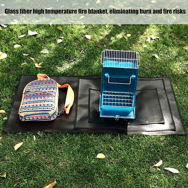 Picknick Brandfilt Silikonbelagd Glasfiber Grå Filéad Hörn Flamskyddande Matta för Camping S