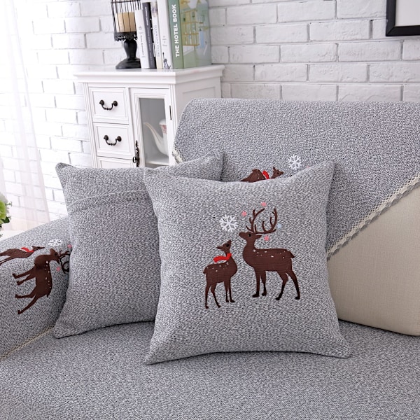 1 st Elk mönstrad soffskydd Dekorativt soffskydd för vardagsrum Grå (90*160CM)