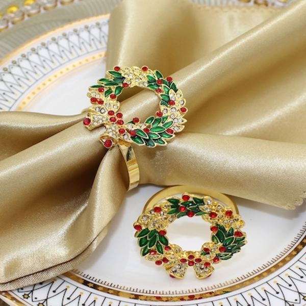 Set med 6 ringar för julservetter, legering